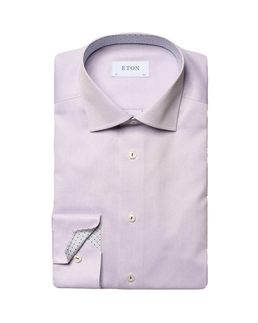 Eton Light Purple Signature Twill Sport Shirt Floral Contrast Details