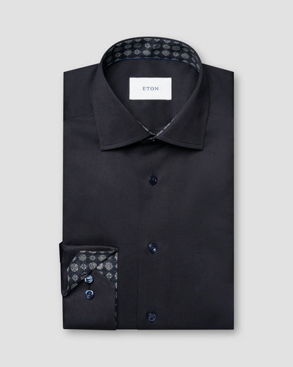 Eton Geometric Effect Signature Navy Twill Shirt in Contemporary Fit
