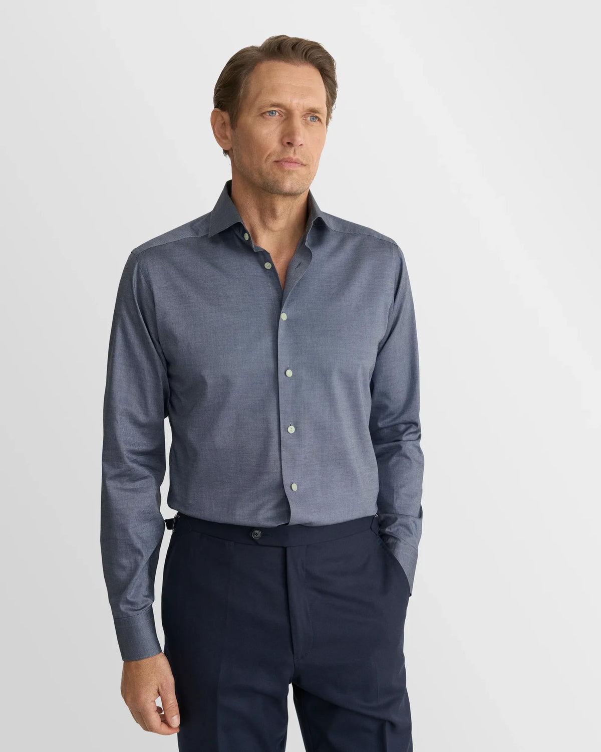 Eton Solid Blue Signature Oxford Shirt in Slim Fit