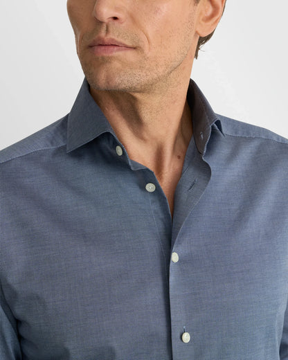 Eton Solid Blue Signature Oxford Shirt in Slim Fit
