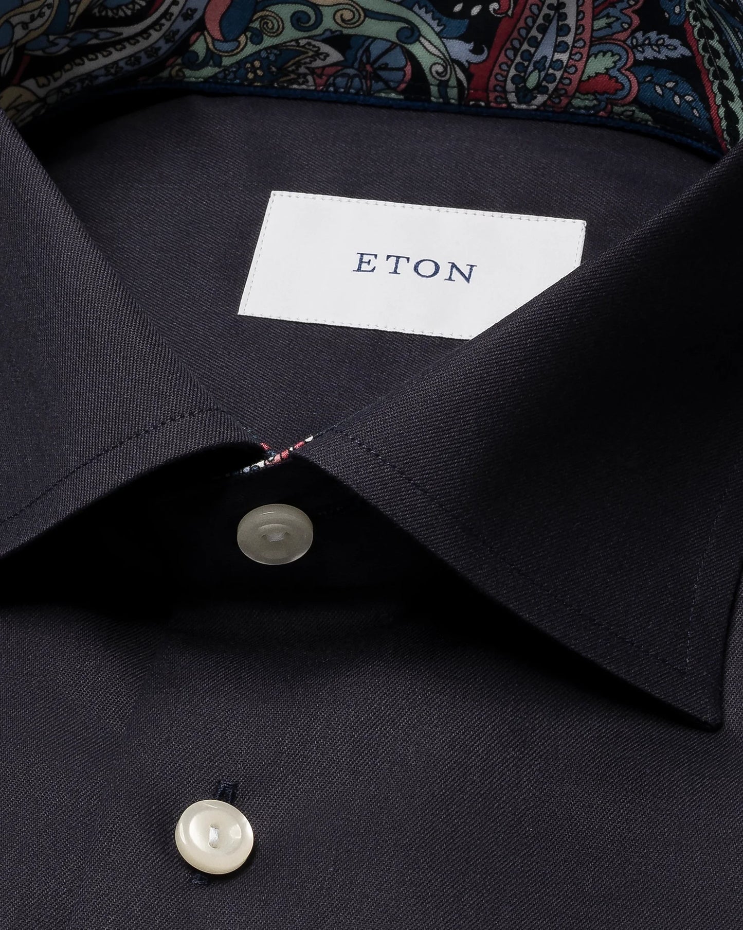 Eton Solid Signature Twill Paisley Effect Shirt In Blue - Slim Fit