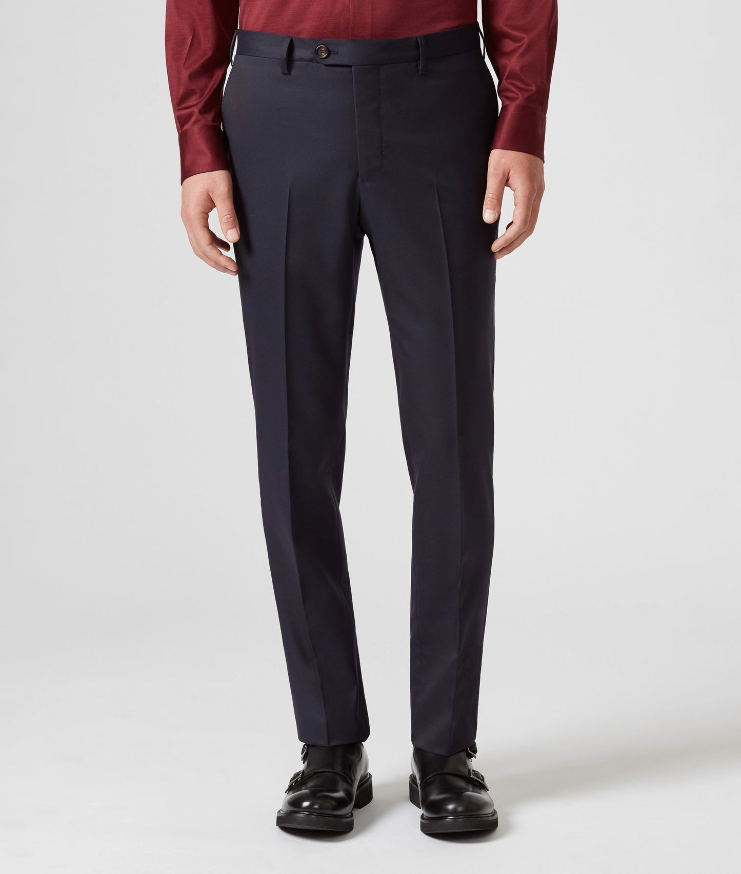 Pal Zileri 100% Wool Flat Front Dress Pants – Navy Blue