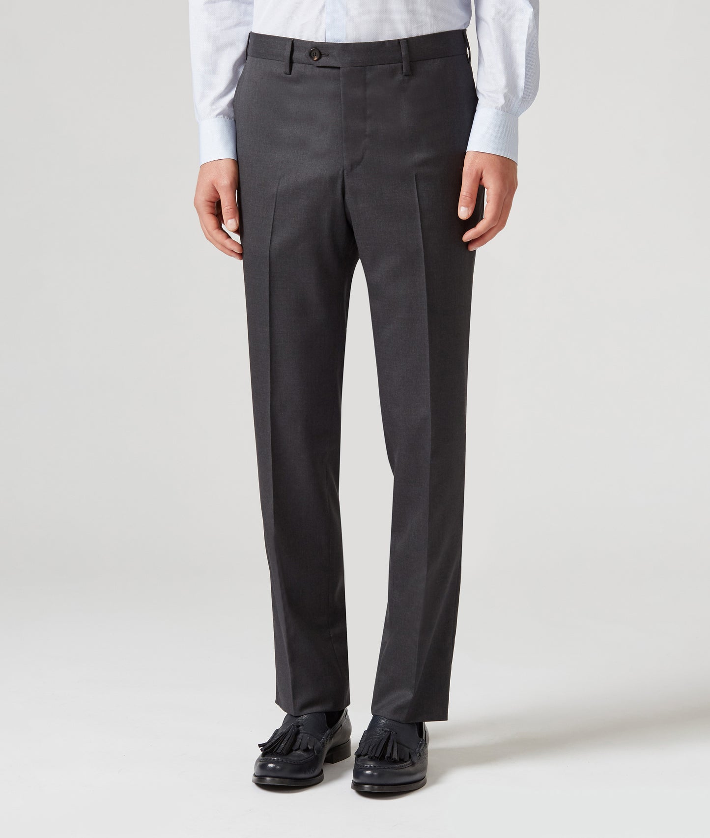 Pal Zileri 100% Wool Flat Front Dress Pants in Charcoal Gray