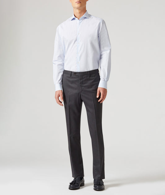 Pal Zileri 100% Wool Flat Front Dress Pants in Charcoal Gray
