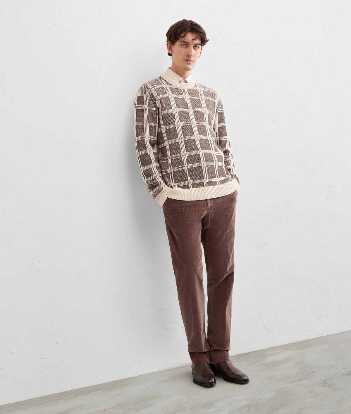 Pal Zileri Cotton & Elastane Corduroy Trousers-Chocolate Brown