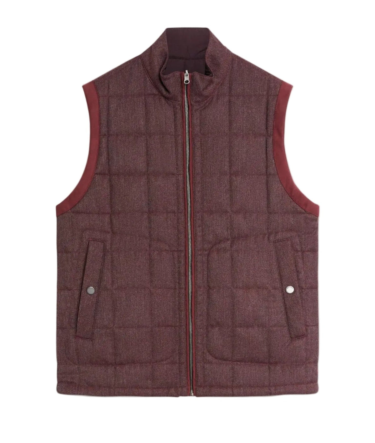 Pal Zileri Reversible Quilted Vest in Burgundy
