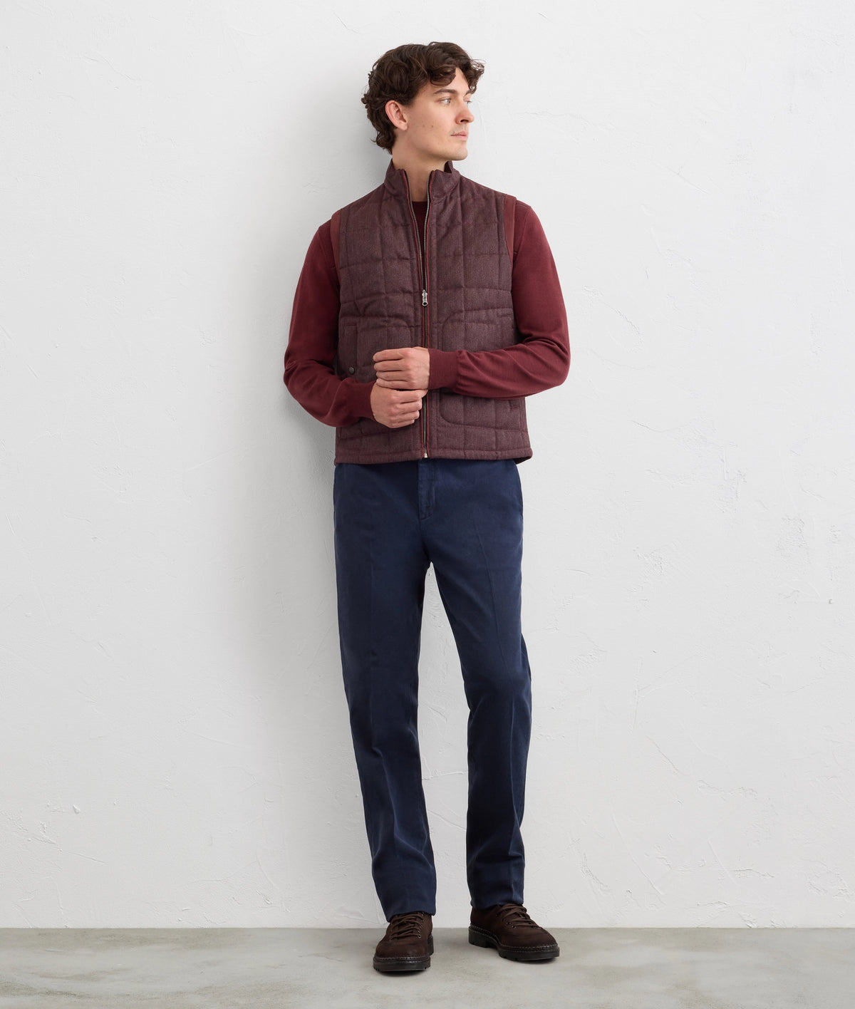 Pal Zileri Reversible Quilted Vest in Burgundy