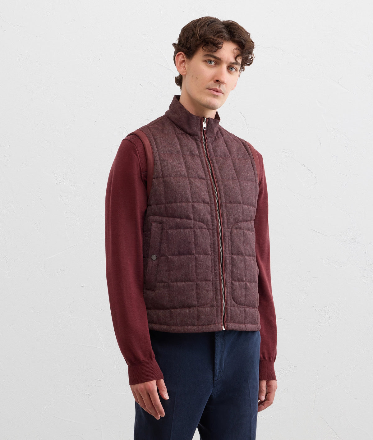 Pal Zileri Reversible Quilted Vest in Burgundy