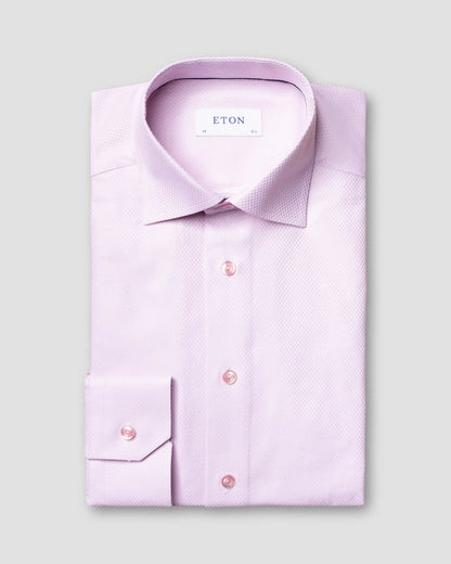 Eton Check Signature Dobby Pink Shirt  - Contemporary Fit