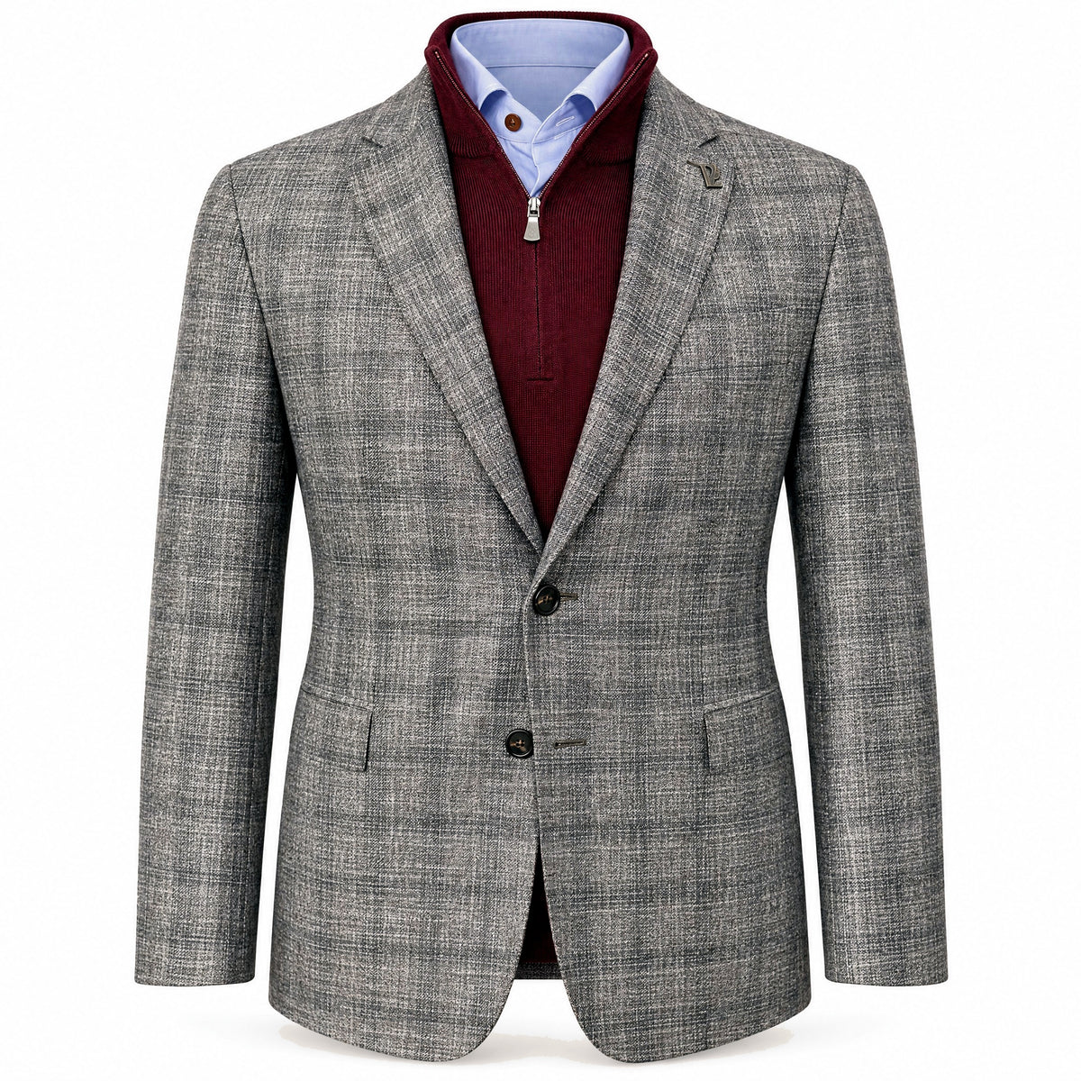 Pal Zileri Sport Coat In Brera Model Wool & Bamboo in Gray Windowpane