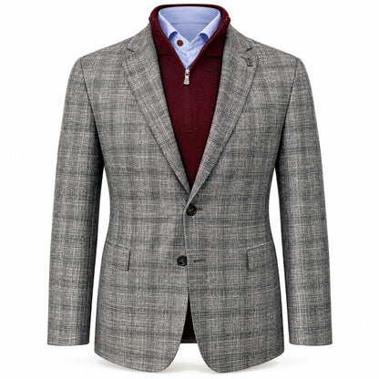 Pal Zileri Sport Coat In Brera Model Wool & Bamboo in Gray Windowpane