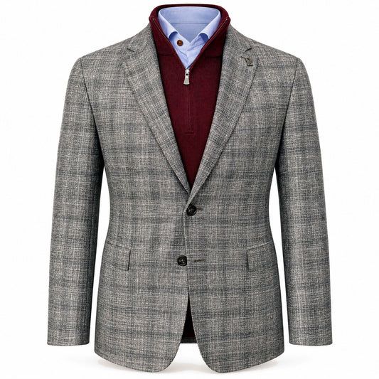 Pal Zileri Sport Coat In Brera Model Wool & Bamboo in Gray Windowpane