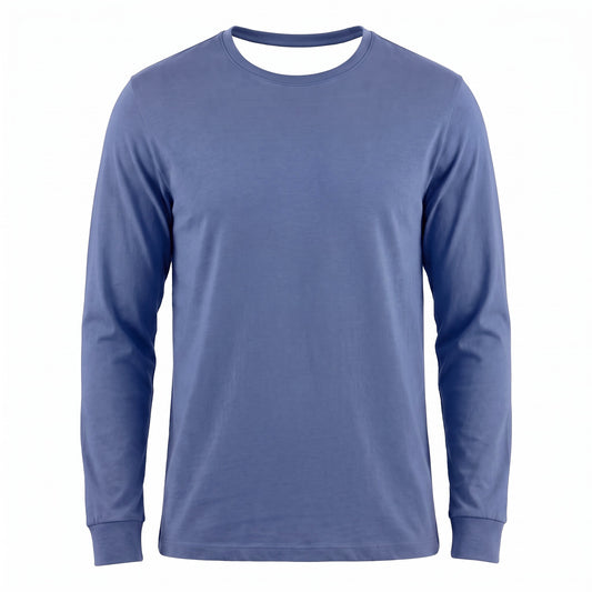 Patrick Assaraf Crew LS T-Shirt in Blue Indigo