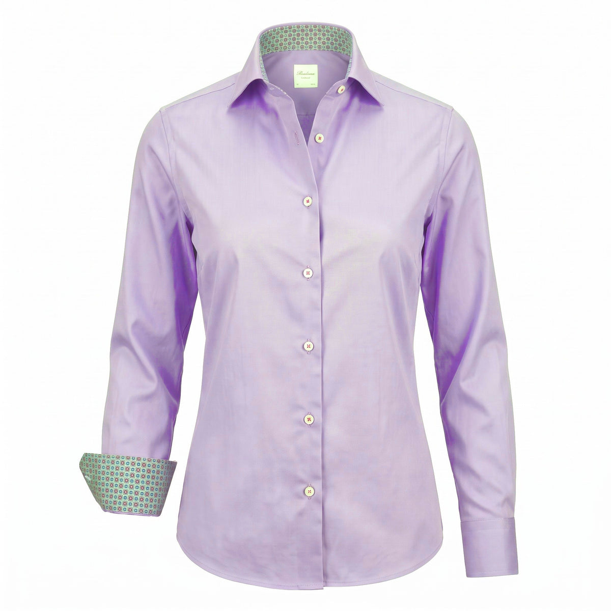 Stenströms Cotton Twill Shirt with Contrast Buttons in Slim Fit-Light Lavender