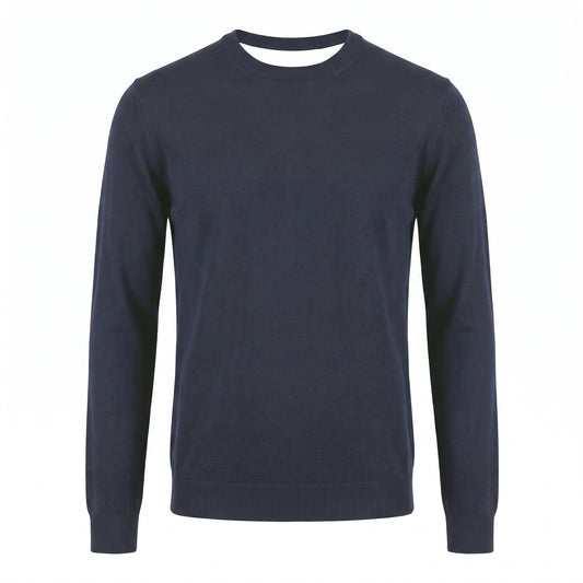 Pal Zileri 18 Gauge Lightweight Wool Crewneck Sweater in Navy Blue