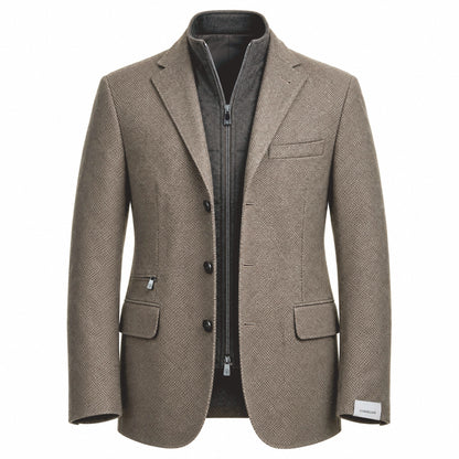 Corneliani ID Jacket  Wool and Cashmere Jacket with detachable vest-Light Brown