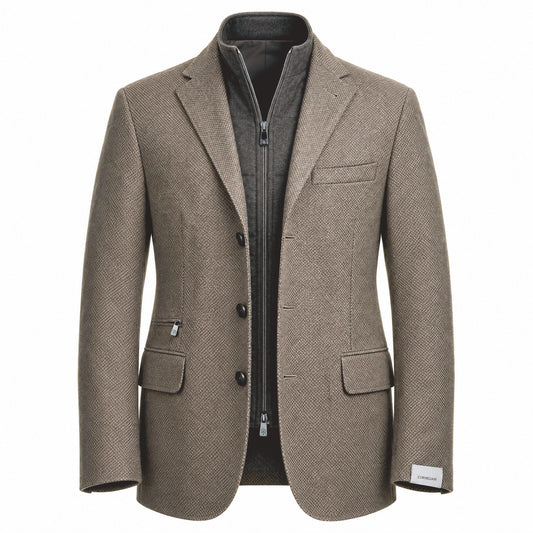 Corneliani ID Jacket  Wool and Cashmere Jacket with detachable vest-Light Brown