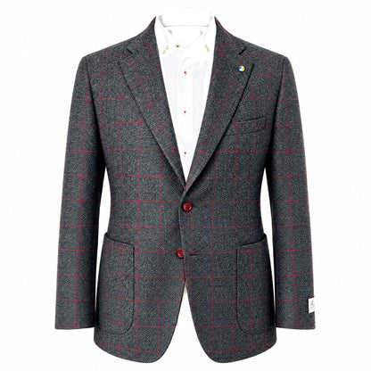 Belvest "Jacket in the Box" Wool & Cashmere Sport Coat in Gray Window Pane
