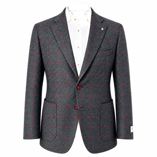 Belvest "Jacket in the Box" Wool & Cashmere Sport Coat in Gray Window Pane