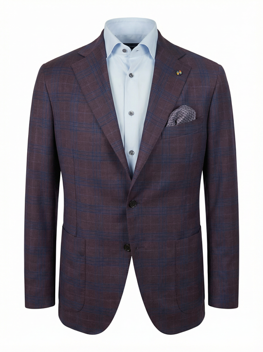 Belvest Sport Jacket  in 100% Light Wool in Maroon