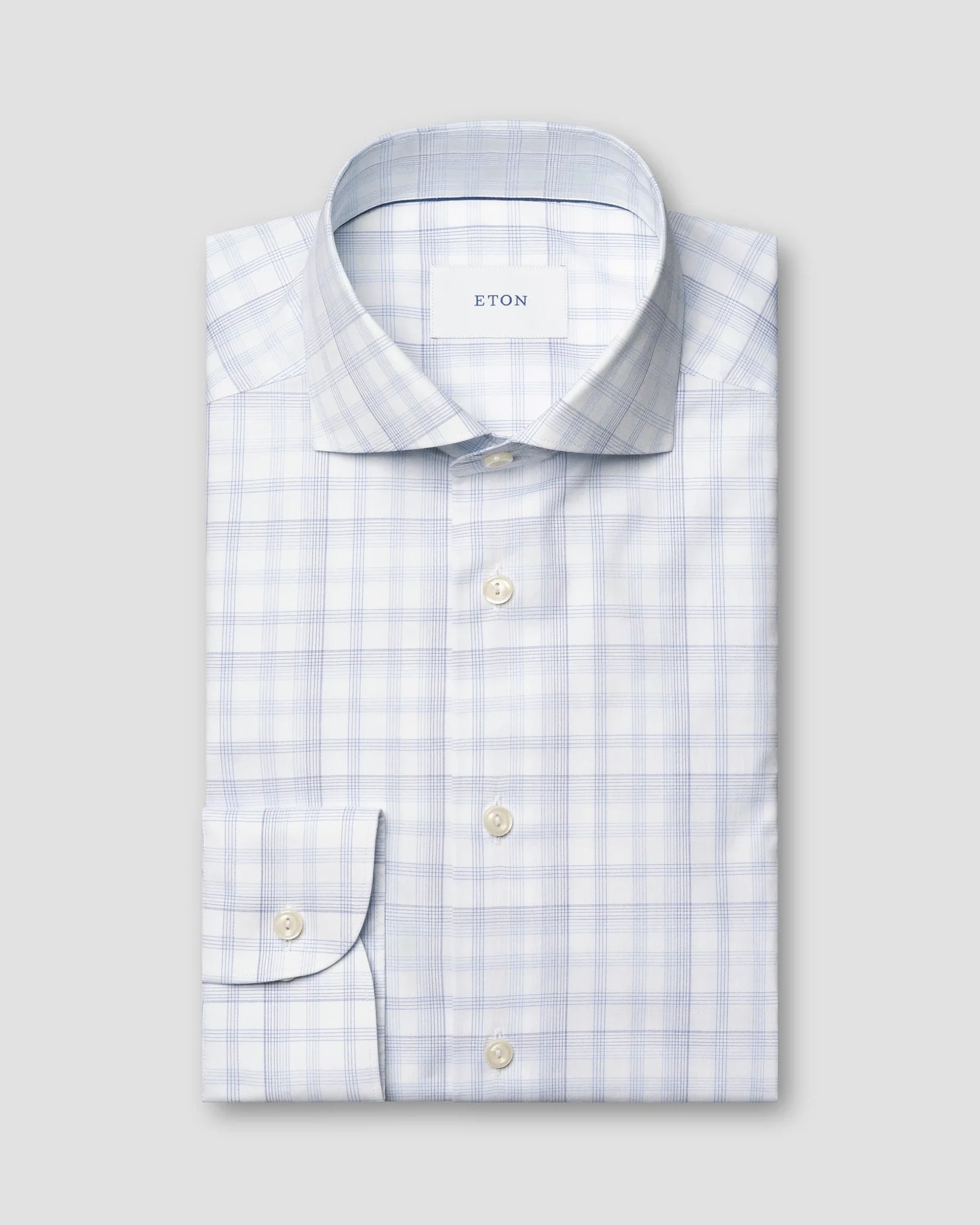 Eton Check Breeze Poplin Shirt Contemporary Fit in Light Blue