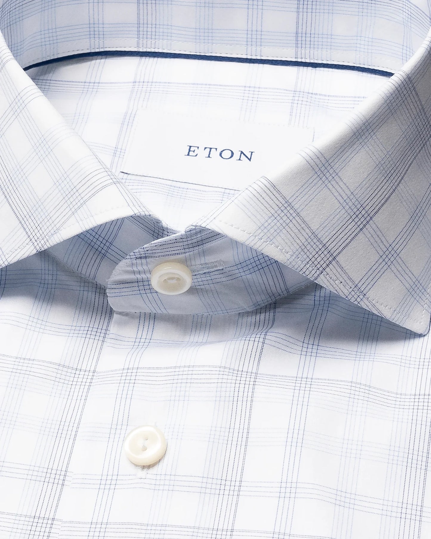 Eton Check Breeze Poplin Shirt Contemporary Fit in Light Blue