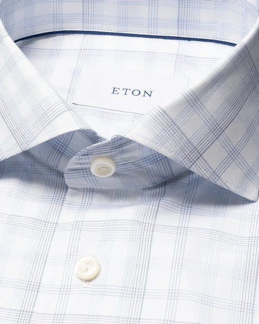 Eton Check Breeze Poplin Shirt Slim Fit in Light Blue