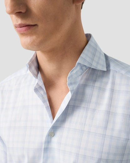 Eton Check Breeze Poplin Shirt Contemporary Fit in Light Blue
