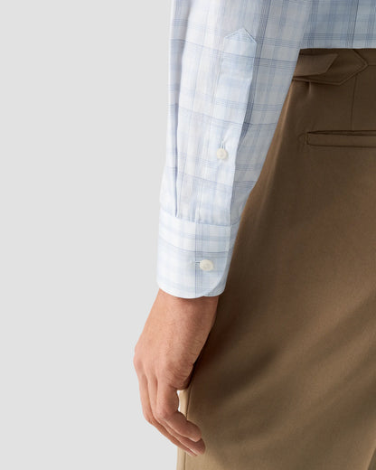 Eton Check Breeze Poplin Shirt Contemporary Fit in Light Blue