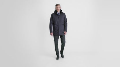 UBR Regulator Savile Wool Parka  with Removable Hood  in Dark Navy