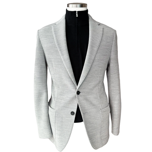 Fradi Knitted Wool Jersey Jacket in Light Grey