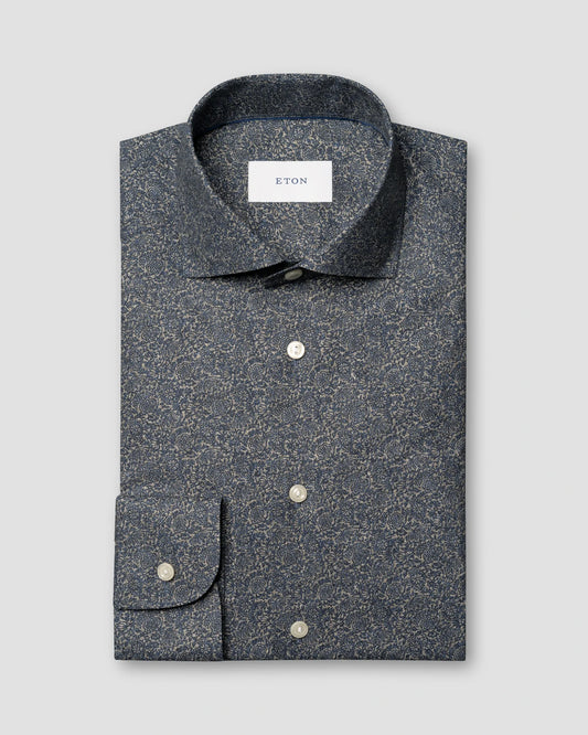 Eton Slim Tonal Ornamental Print Shirt