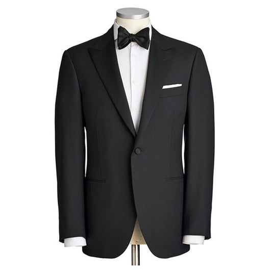 Canali Wool Two-Piece Tuxedo Suit with Satin Peak Lapel in Black
