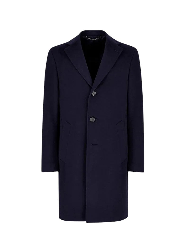 Canali Kei Wool Topcoat in Navy