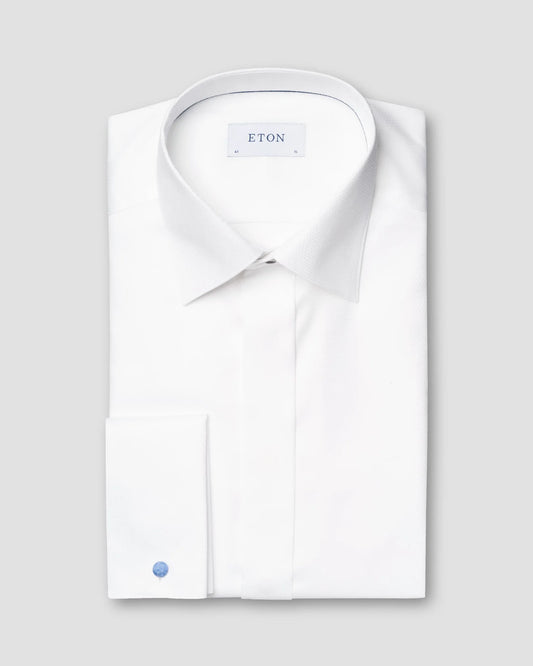 Eton Dobby Tuxedo Shirt in White Slim Fit