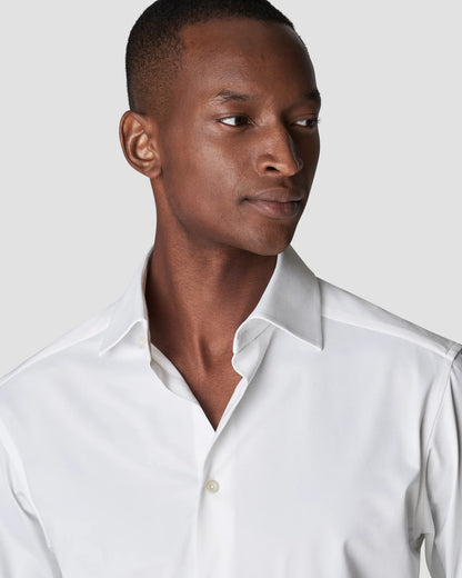 Eton Solid Four-Way Stretch Shirt in Slim Fit – White