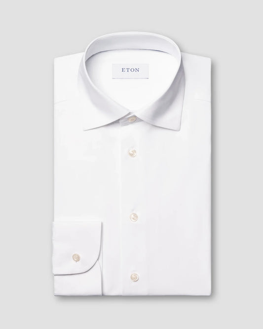 Eton Solid Four-Way Stretch Shirt in Slim Fit – White