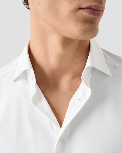 Eton Solid Four-Way Stretch Shirt in Slim Fit – White