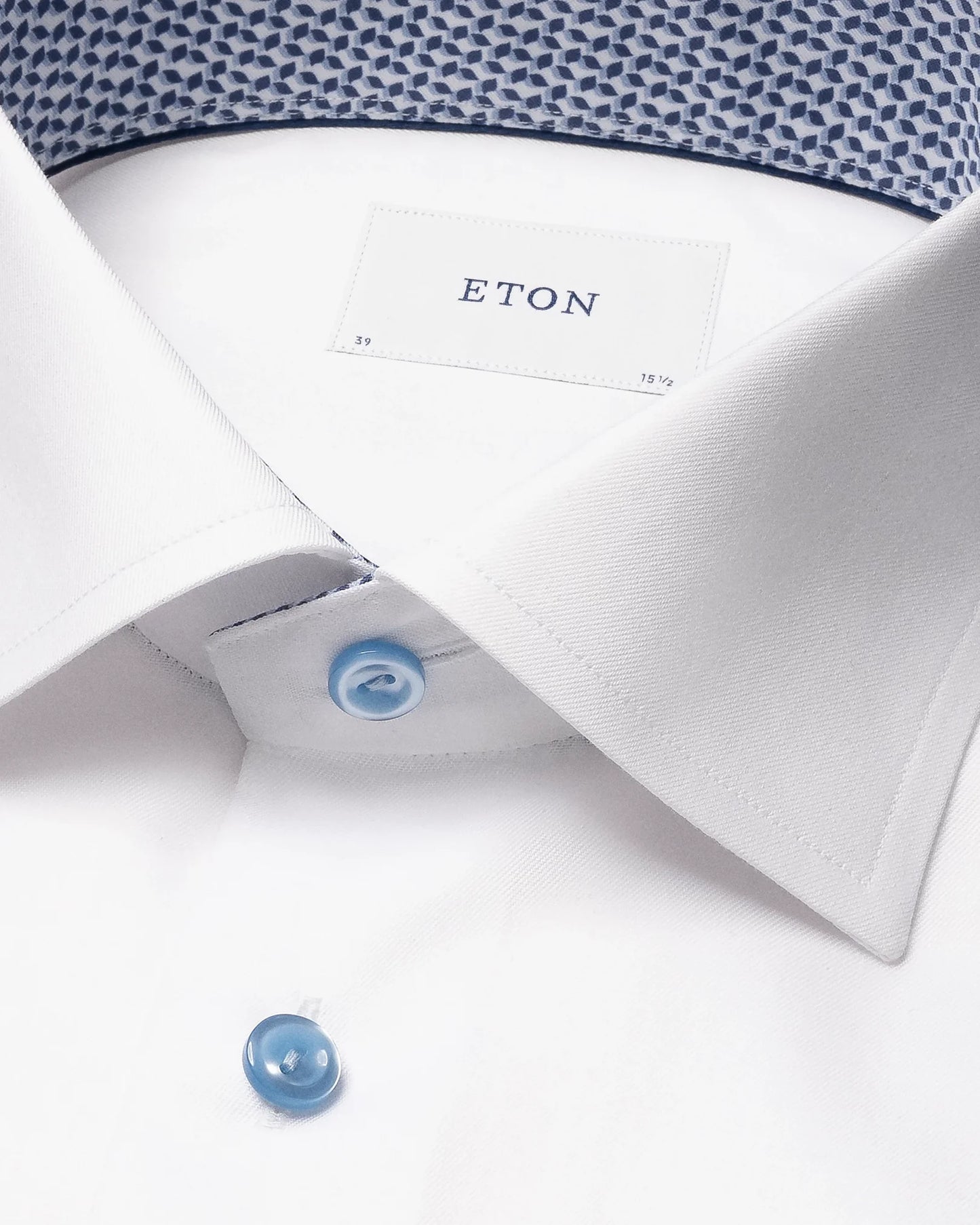 Eton Solid Signature Twill Geometric Effect Shirt In Slim Fit- White