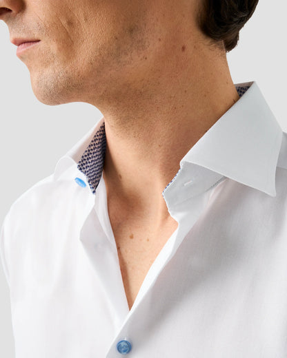 Eton Solid Signature Twill Geometric Effect Shirt In Slim Fit- White