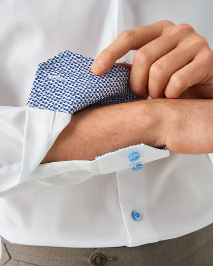 Eton Solid Signature Twill Geometric Effect Shirt In Slim Fit- White