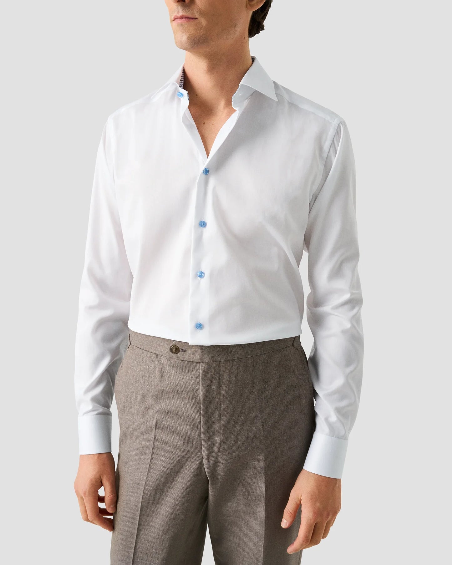 Eton Solid Signature Twill Geometric Effect Shirt In Slim Fit- White