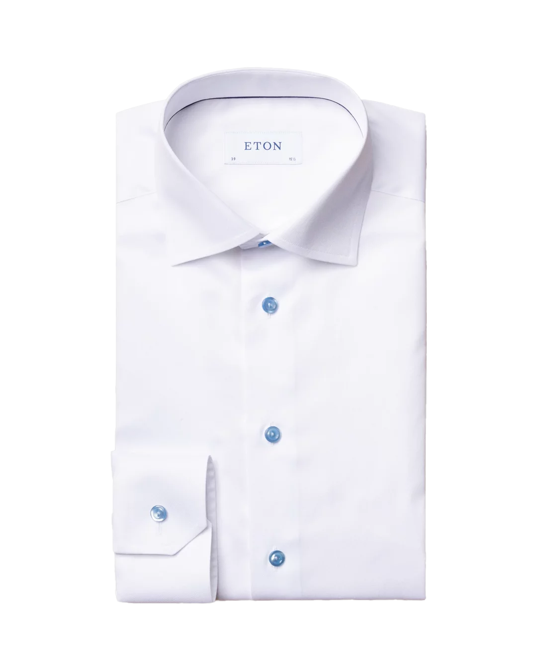 Eton White Signature Twill Sport Shirt with Blue Details