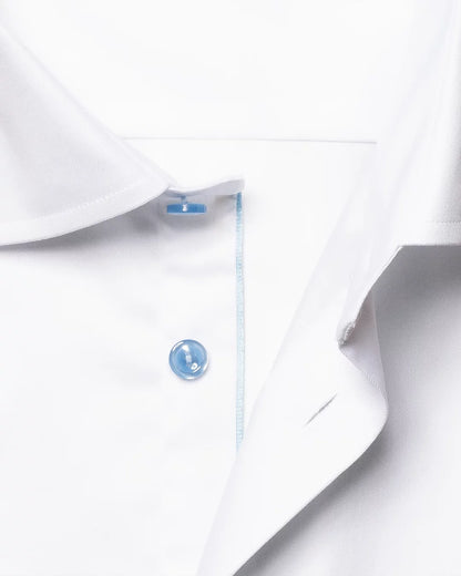Eton White Signature Twill Sport Shirt with Blue Details
