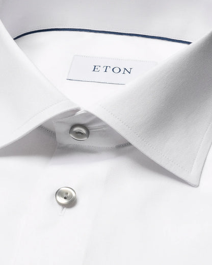 Eton Solid Signature Twill Shirt In Contemporary Fit- White