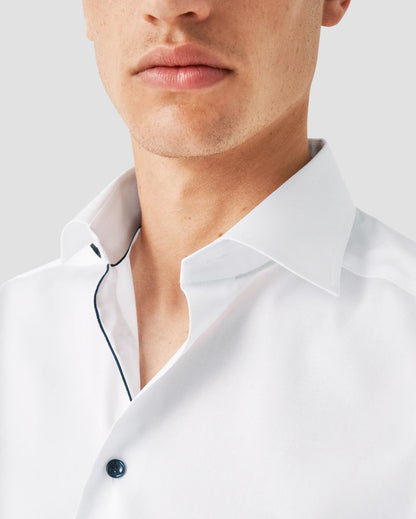 Eton Solid Signature Twill Shirt In Contemporary Fit- White