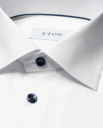 Eton Solid Signature Twill Shirt In Contemporary Fit- White