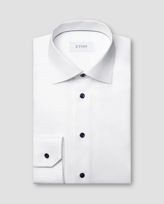 Eton Solid Signature Twill Shirt In Contemporary Fit- White