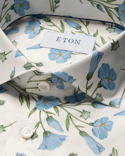 Eton Floral Print Signature Twill Sport Shirt