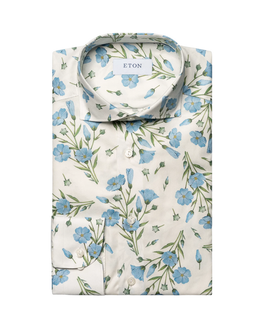 Eton Floral Print Signature Twill Sport Shirt